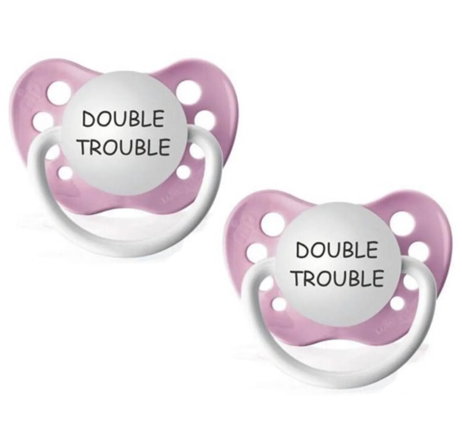 Pacifier Set: Double Trouble (Pink& Blue)