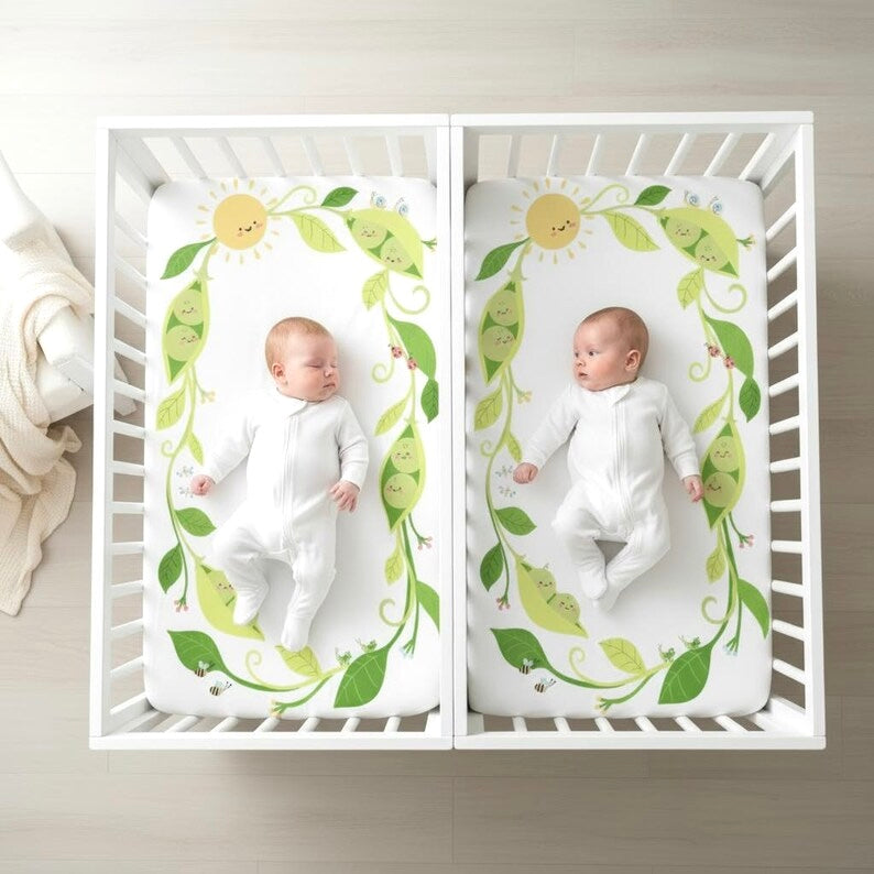 Fitted Crib Sheet: Two Peas in a Pod