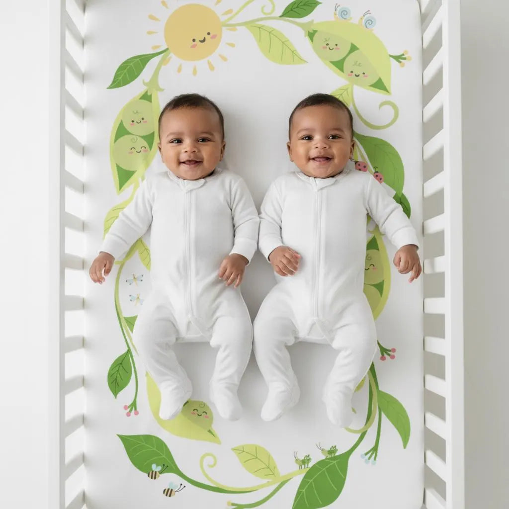 Fitted Crib Sheet: Two Peas in a Pod