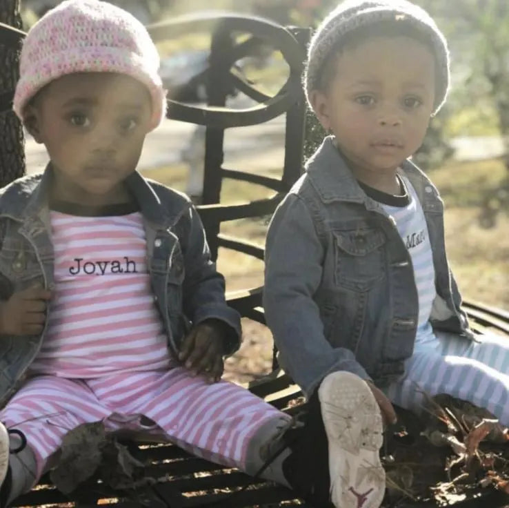 Twin Striped Outfits - Pink & Blue