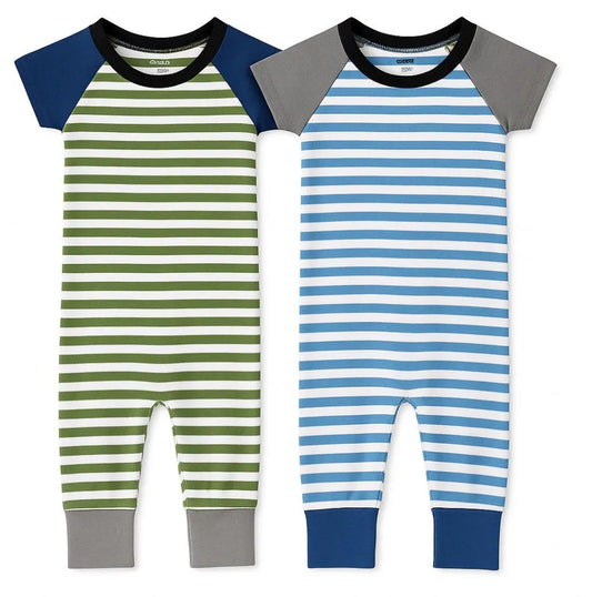 Twin Striped Outfits - Blue & Green