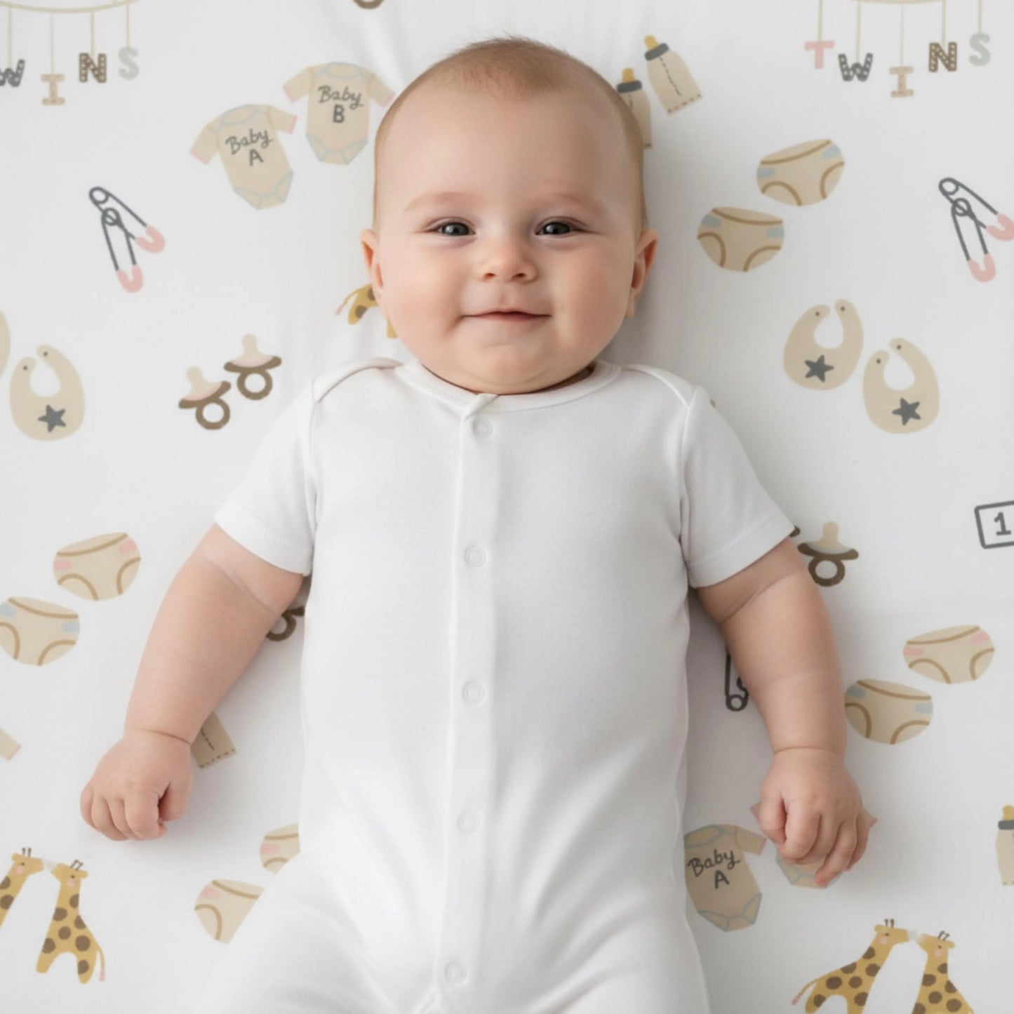 Fitted Crib Sheet: Twin Things