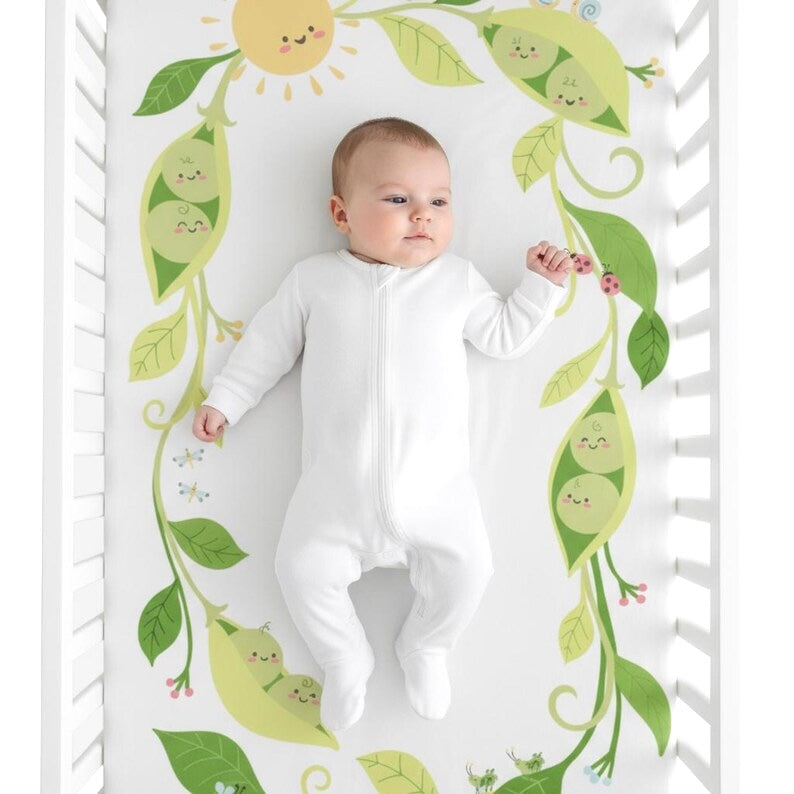 Fitted Crib Sheet: Two Peas in a Pod