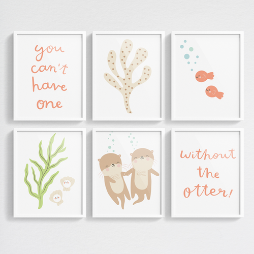 Art: Can't Have One Without the Otter - Download, Set of 6